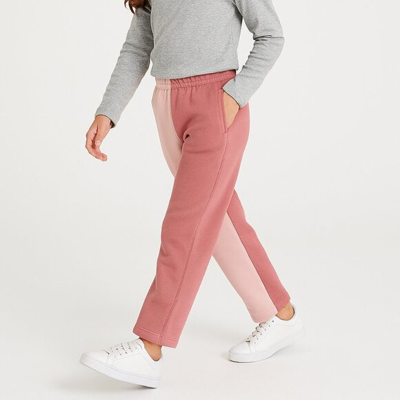 Athletic Works Straight Leg Fleece Pants Side Zippers Elastic Waist Pink M 7-8 - Picture 1 of 15